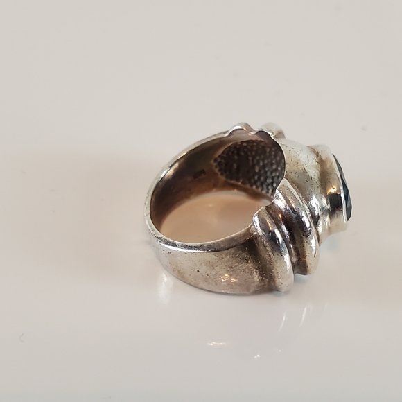 Vintage Chunky Sterling Silver Ring Aquamarine Setting Size 5 - Picture 3 of 5